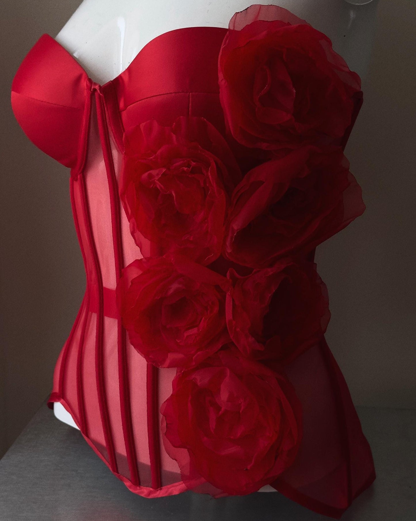 Red peony corset