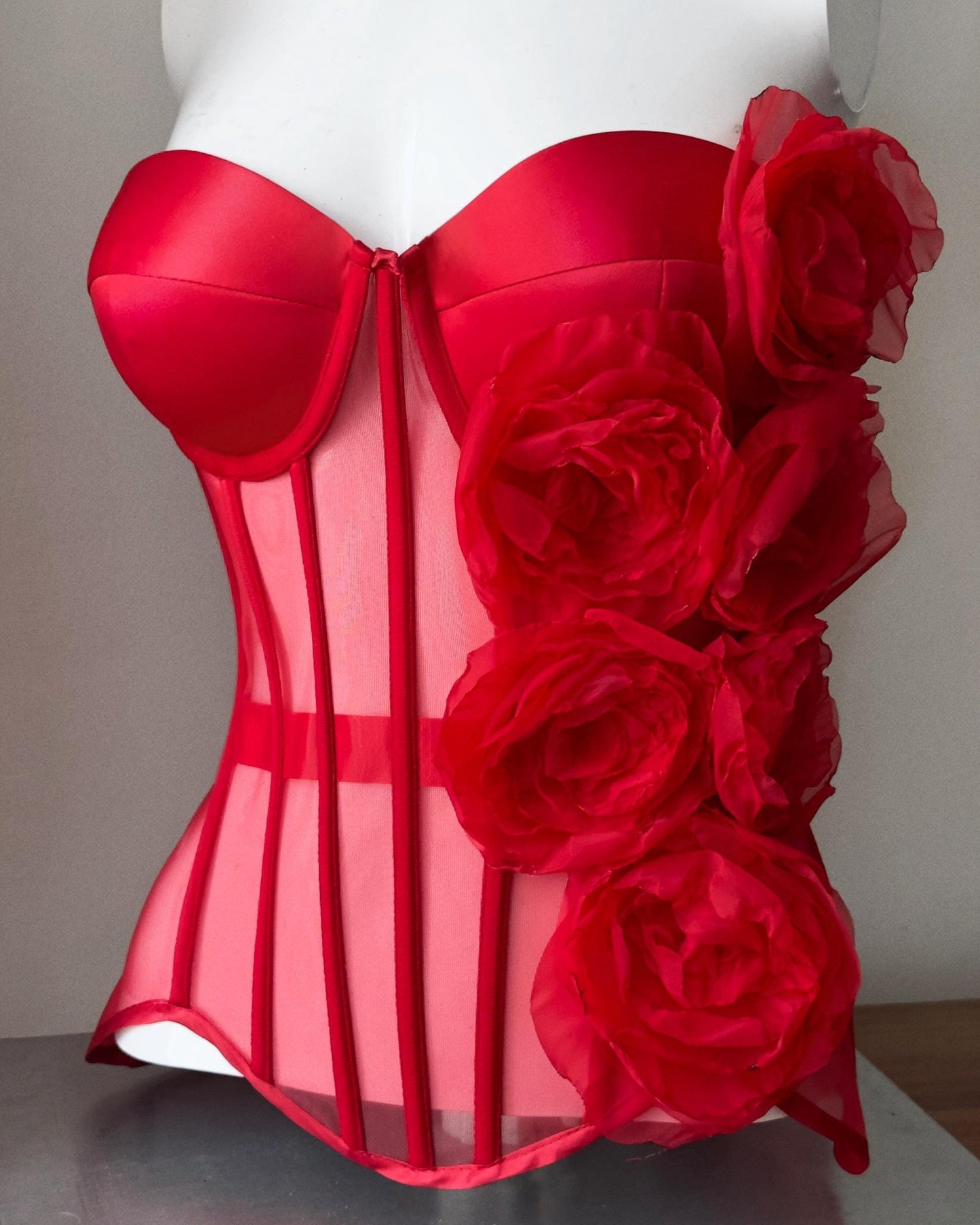 Red peony corset