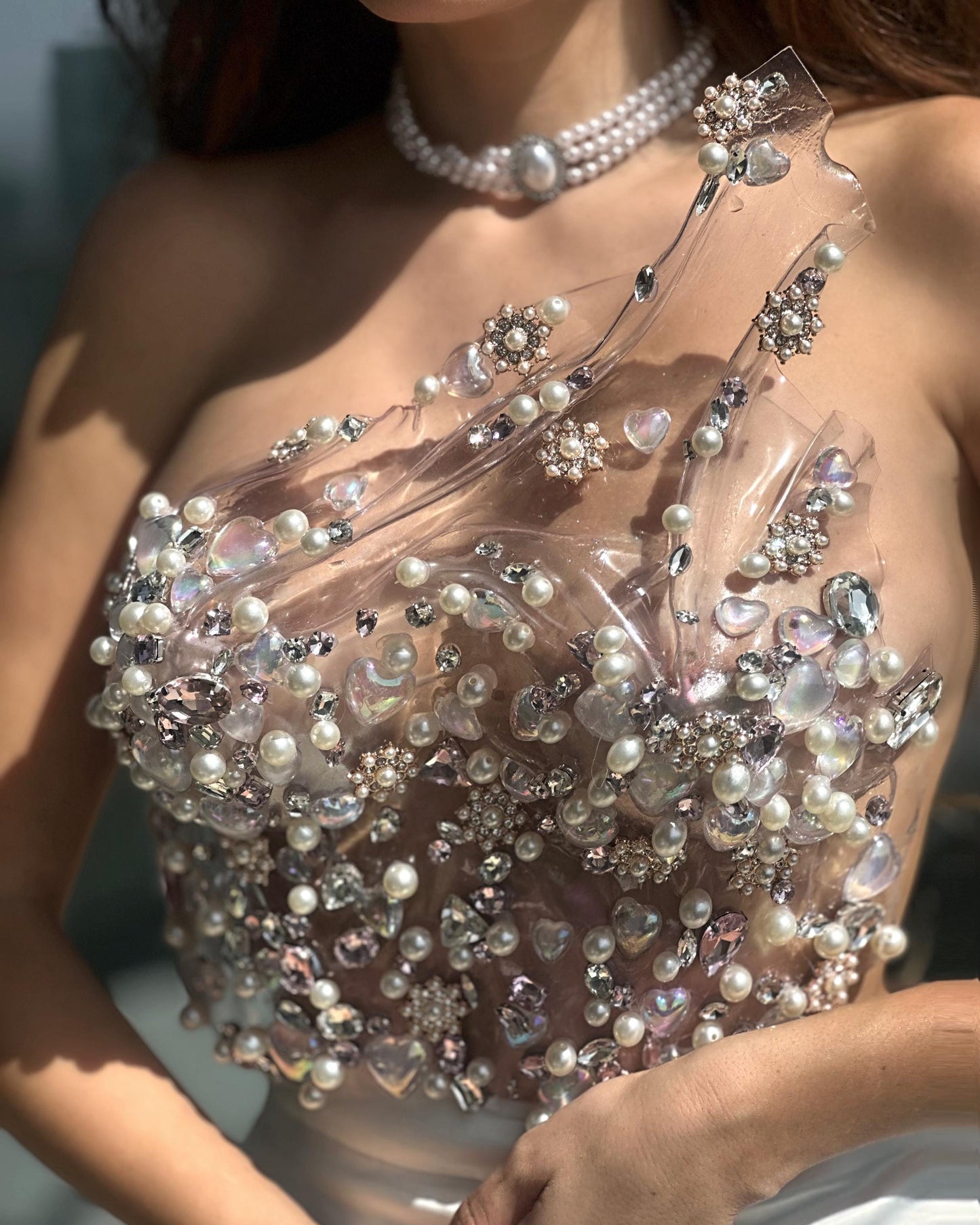 Pearl rhinestone bridal corset top Sophie
