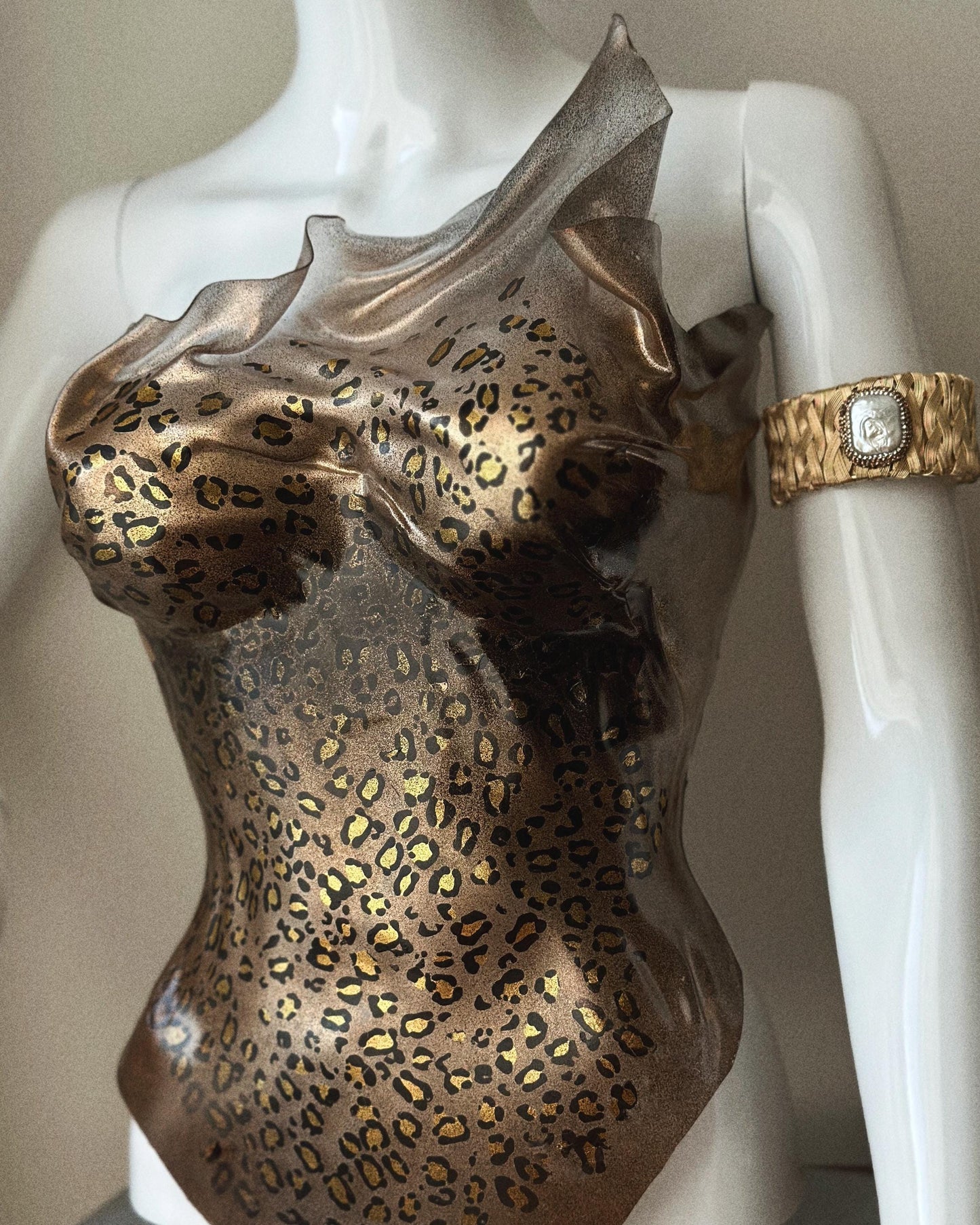 Leopard print plastic corset top