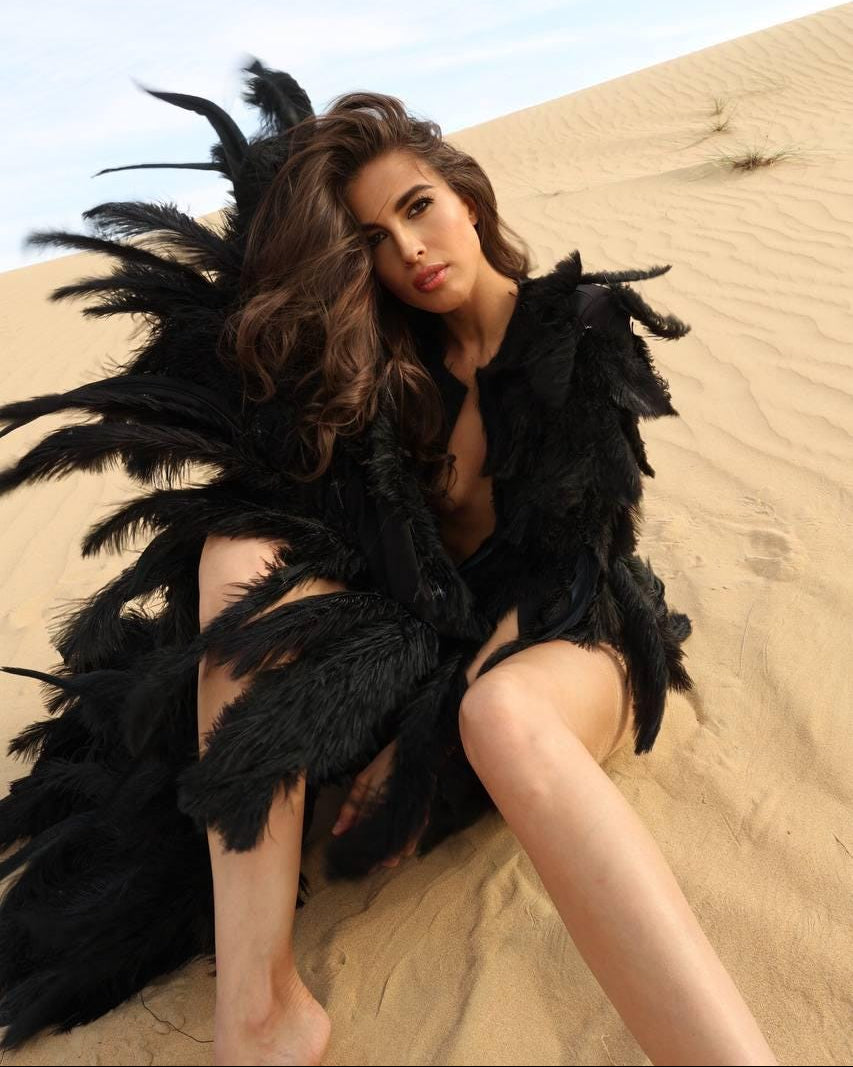 Black Ostrich Feather Cape
