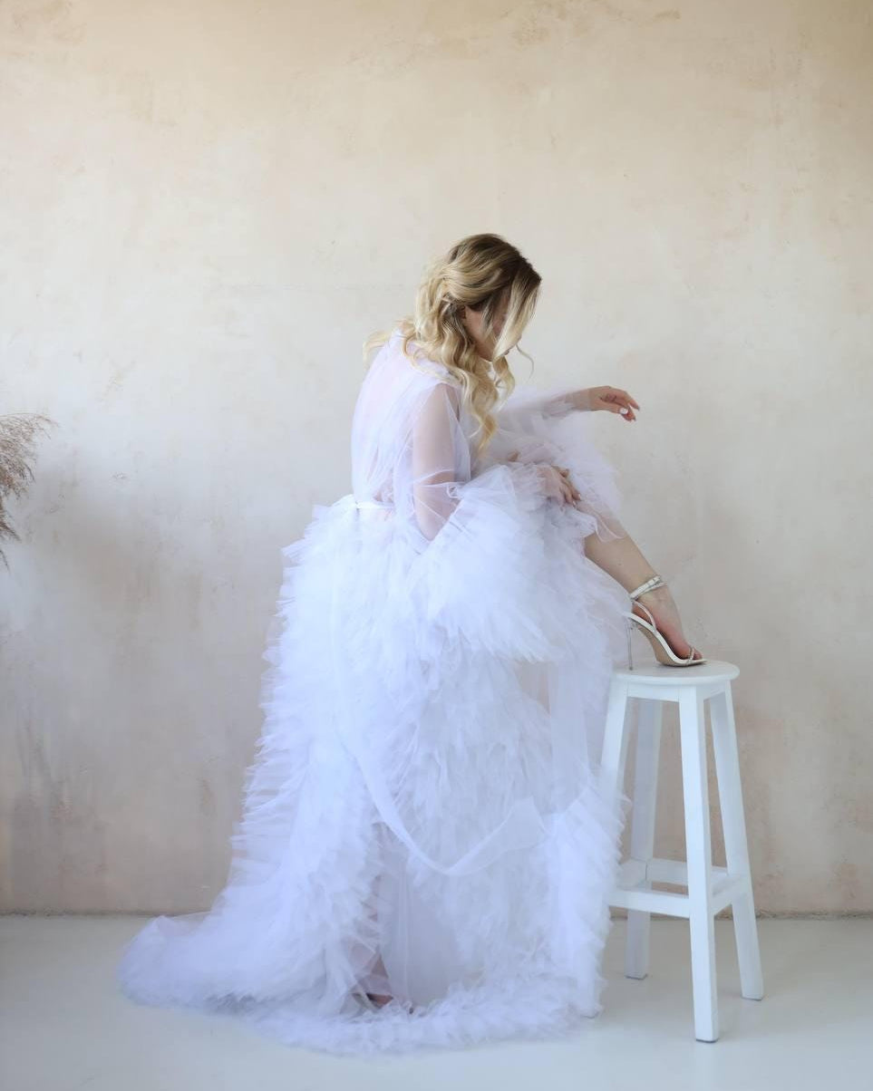 White Tulle cape