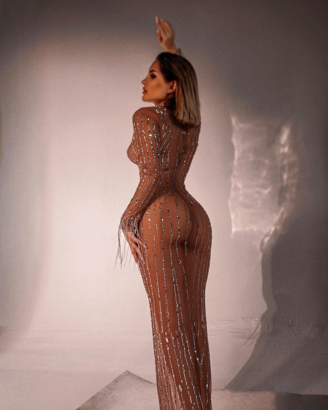 Rhinestone nude dress