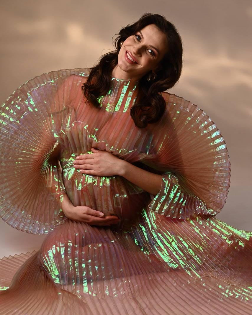 Pleated Maxi Dress Maternity Gown