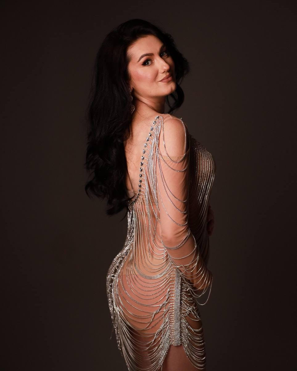 Chain nude dress