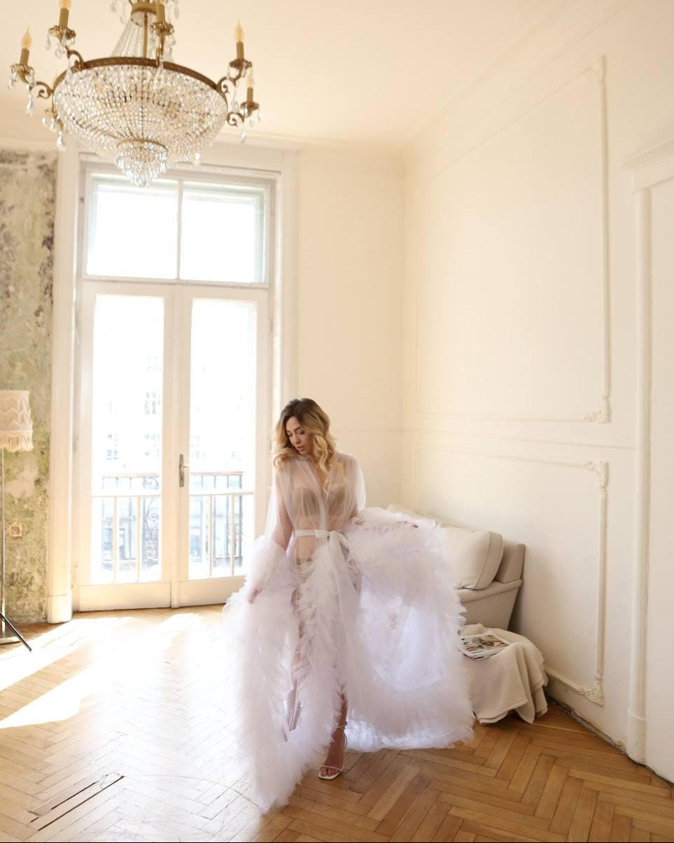 White Tulle cape
