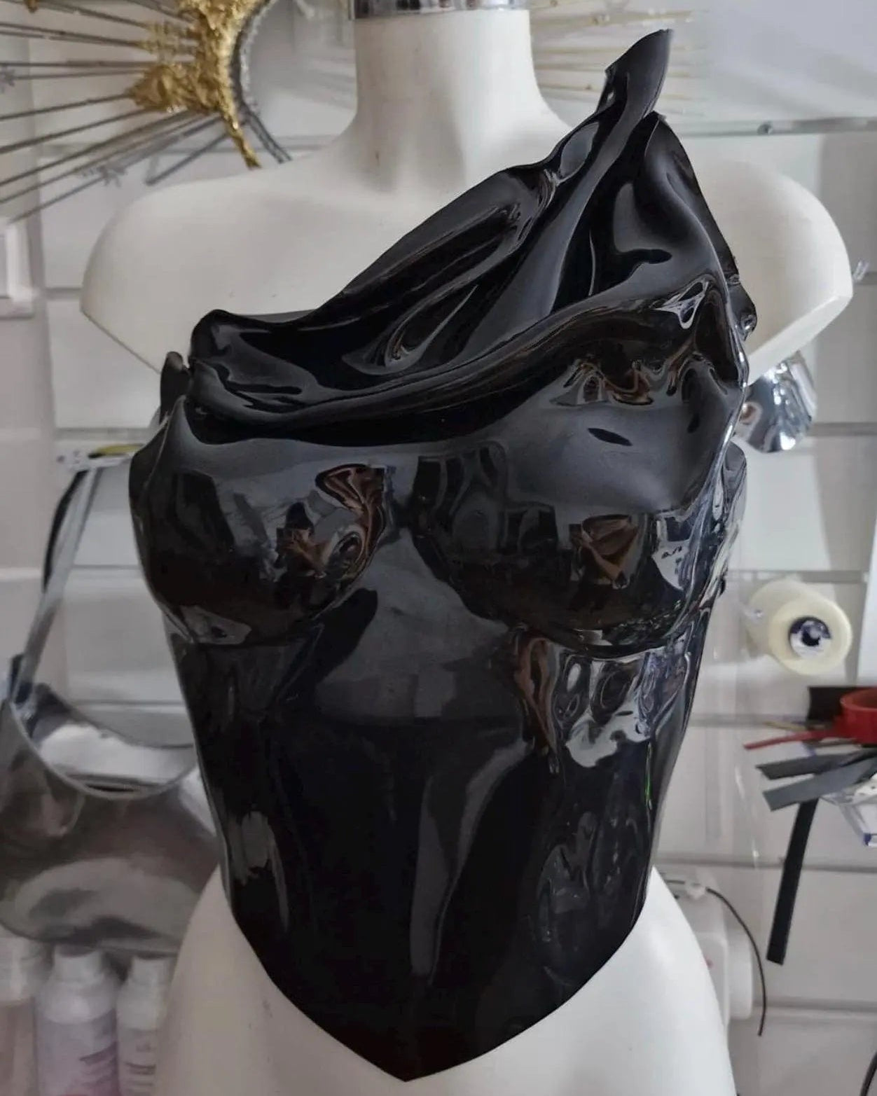 Handmade Black Armor Bustier Corset