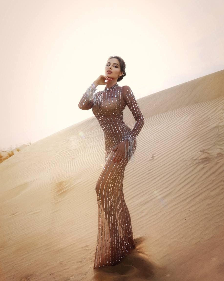 Rhinestone nude dress