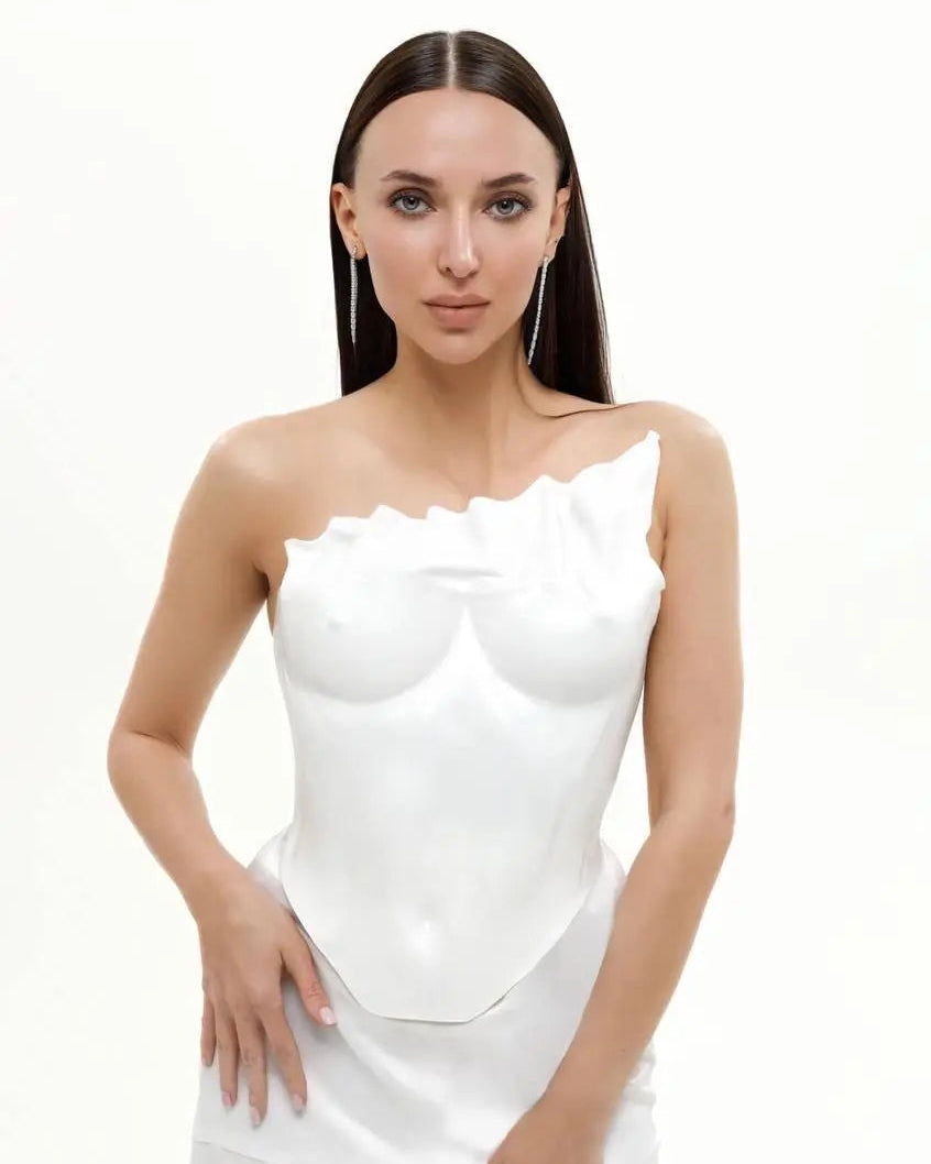 White armor corset bustier top