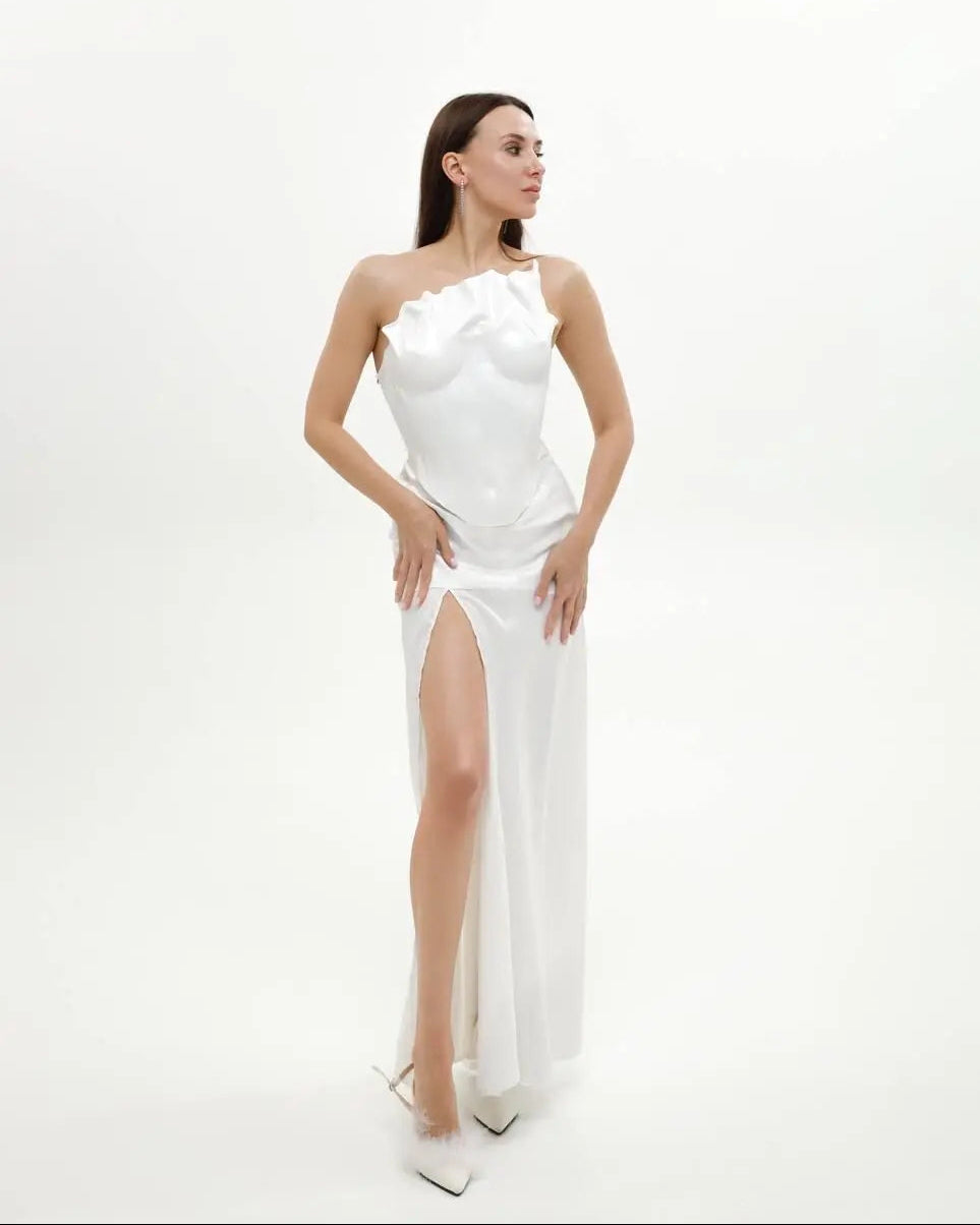 White armor corset bustier top
