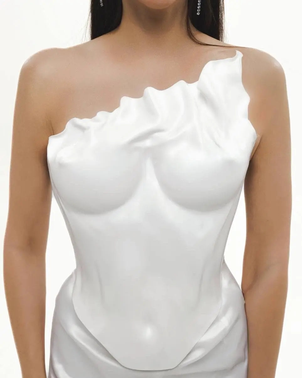 White armor corset bustier top