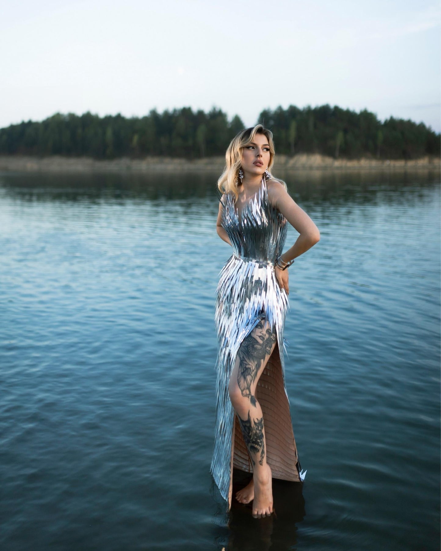 silver rave dress Futuristic Mirror Dress | Rave Outfit