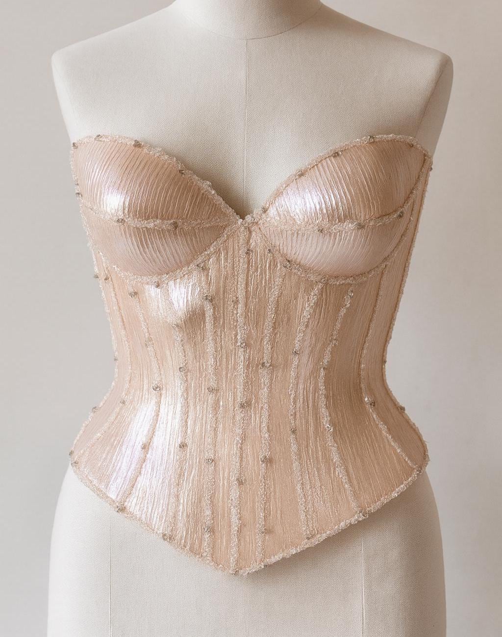 Rhinestone nude corset top Anabel