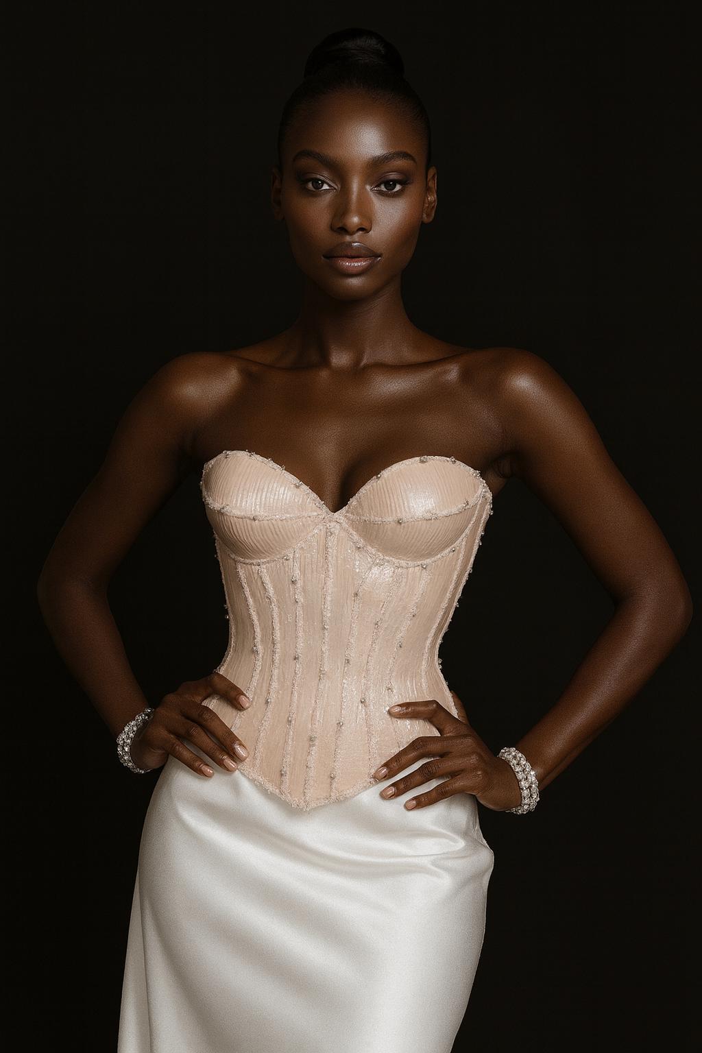 Rhinestone nude corset top Anabel