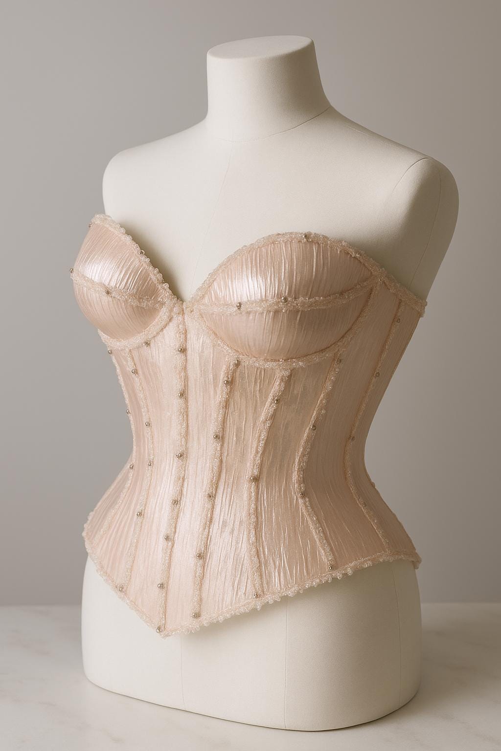 Rhinestone nude corset top Anabel