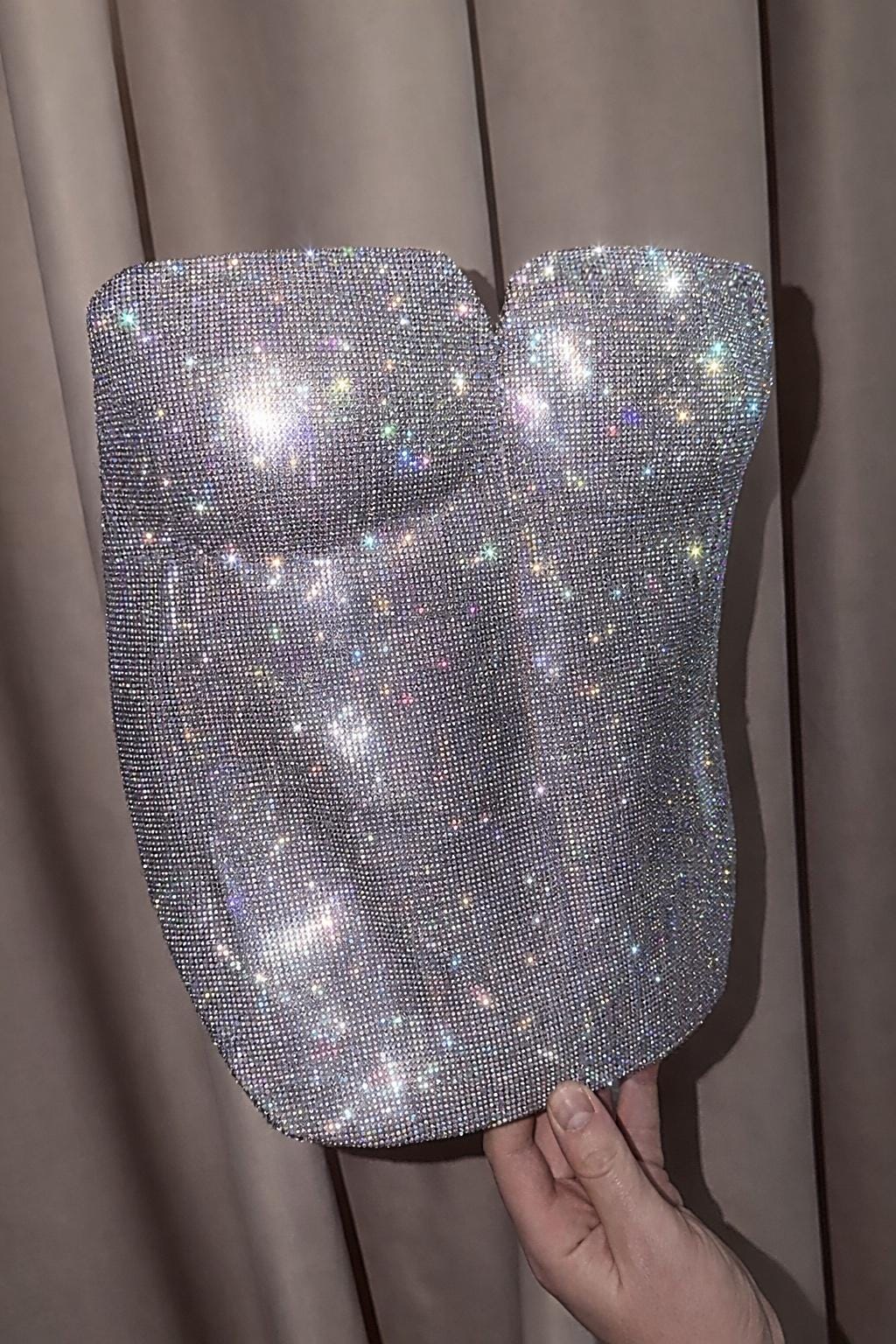 Men’s silver corset top Rhinestone