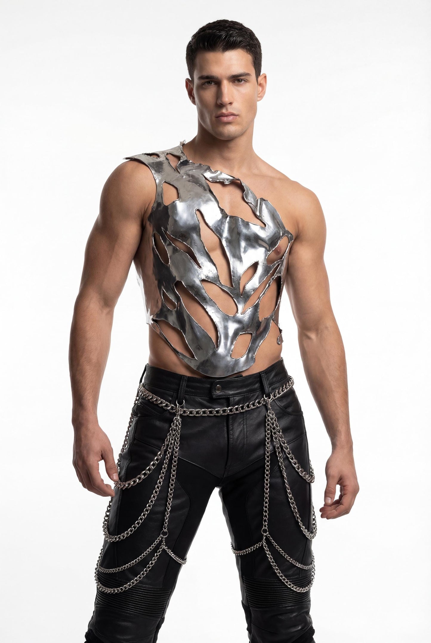 Men's silver corset Jason