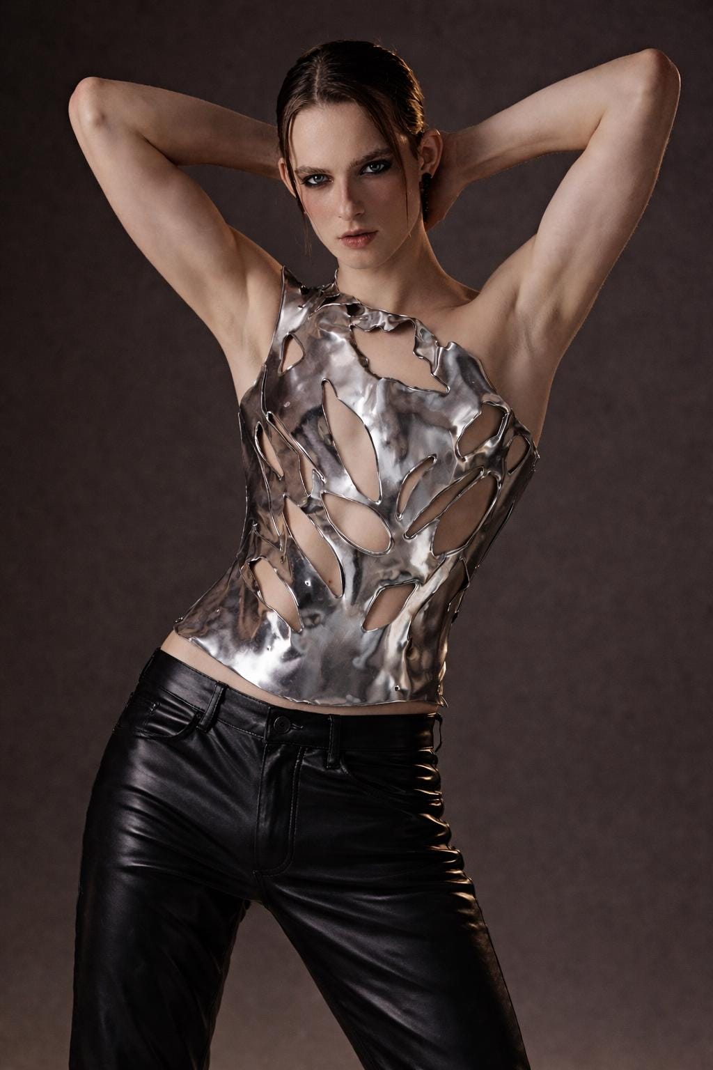 Men's silver corset Jason